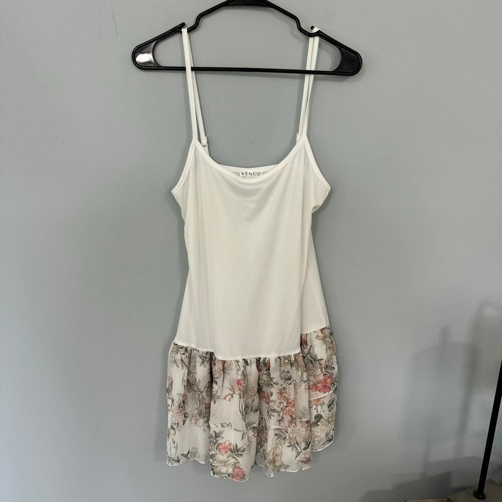 Venus Floral Peplum Sleeveless Mini Dress Womens Size Small w/ Adjustable Straps